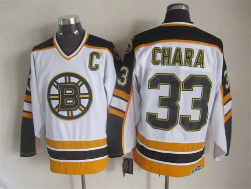 Men's Boston Bruins #33 Zdeno Chara 1996-97 White CCM Vintage Throwback Jersey