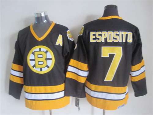 Men's Boston Bruins #7 Phil Esposito 1981-82 Black CCM Vintage Throwback Jersey