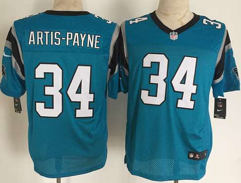 Men's Carolina Panthers #34 Cameron Artis-Payne Nike Light Blue Elite Jersey