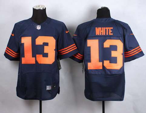 Men's Chicago Bears #13 Kevin White 2015 NFL Draft 7th Overall Pick Nike Navy Blue With Orange Elite Jersey