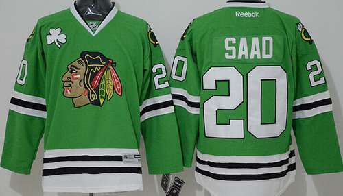 Men's Chicago Blackhawks #20 Brandon Saad Green Jersey