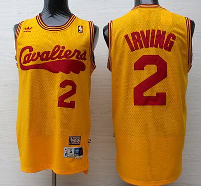 Men's Cleveland Cavaliers #2 Kyrie Irving 2009 Yellow Hardwood Classics Soul Swingman Throwback Jersey