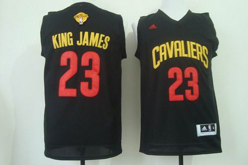 Men's Cleveland Cavaliers #23 King James Nickname 2015 The Finals 2015 Black Fashion Jersey