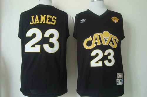 Men's Cleveland Cavaliers #23 LeBron James 2015 The Finals CavFanatic Black Hardwood Classics Soul Swingman Throwback Jersey