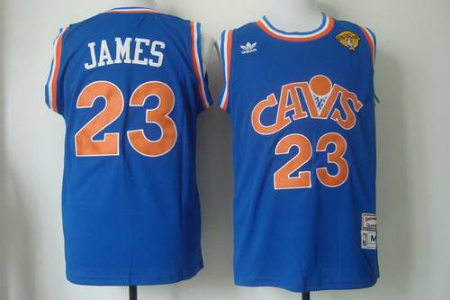 Men's Cleveland Cavaliers #23 LeBron James 2015 The Finals Cav Blue Hardwood Classics Soul Swingman Throwback Jersey