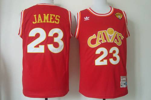 Men's Cleveland Cavaliers #23 LeBron James 2015 The Finals Cav Red Hardwood Classics Soul Swingman Throwback Jersey