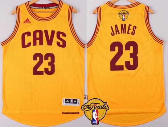 Men's Cleveland Cavaliers #23 LeBron James 2015 The Finals New Yellow Jersey