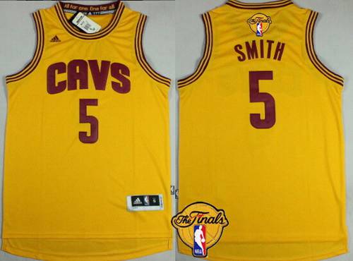 Men's Cleveland Cavaliers #5 J.R. Smith 2015 The Finals New Yellow Jersey