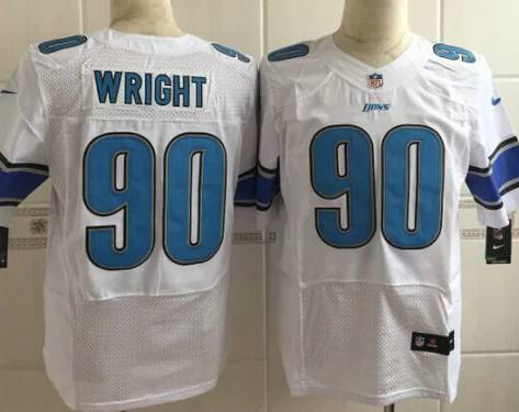 Men's Detroit Lions #90 Gabe Wright Nike White Elite Jersey