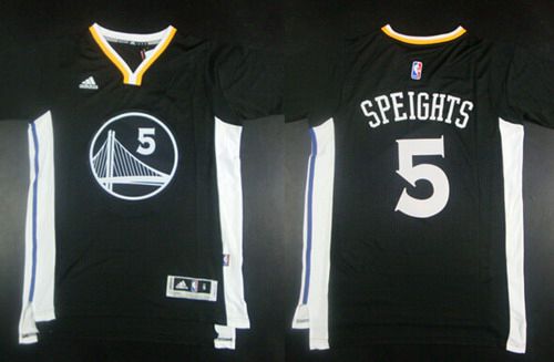 Men's Golden State Warriors #5 Marreese Speights Revolution 30 Swingman 2014 New Black Short-Sleeved Jersey