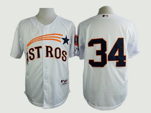 Men's Houston Astros #34 Nolan Ryan 1972 White Turn Back The Clock Jersey