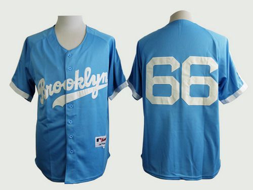 Men's Los Angeles Dodgers #66 Yasiel Puig Brooklyn Blue Majestic Jersey