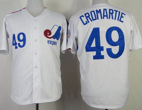 Men's Montreal Expos #49 Warren Cromartie 1982 White Throwback Jersey