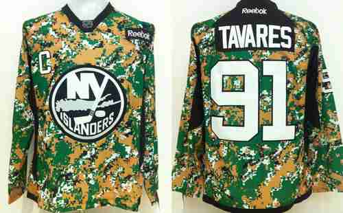 Men's New York Islanders #91 John Tavares Digital Camo Veteran's Day Practice Jersey