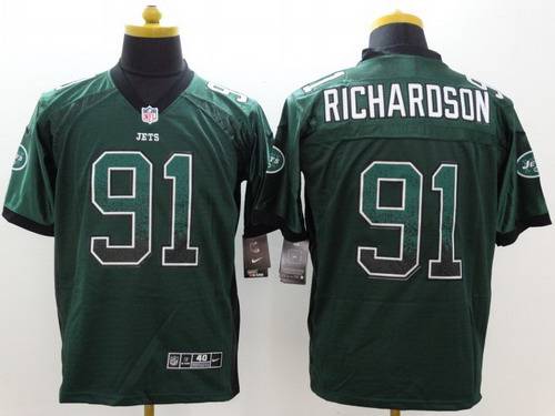 Men's New York Jets #91 Sheldon Richardson Nike Drift Fashion Green Elite Jersey