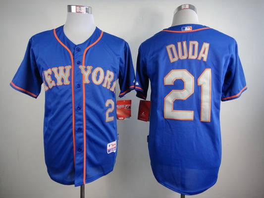 Men's New York Mets #21 Lucas Duda Blue With Gray Jersey