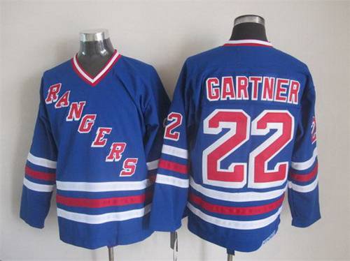 Men's New York Rangers #22 Mike Gartner 1990-91 Light Blue CCM Vintage Throwback Jersey