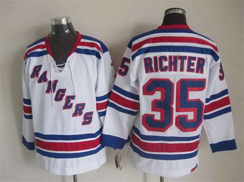 Men's New York Rangers #35 Mike Richter White CCM Vintage Throwback Jersey