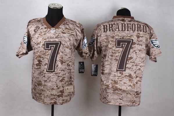 Men's Philadelphia Eagles #7 Sam Bradford USMC Camo Elite Jersey With USMC Patch