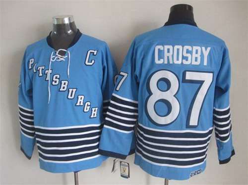 Men's Pittsburgh Penguins #87 Sidney Crosby 1967-68 Light Blue CCM Vintage Throwback Jersey