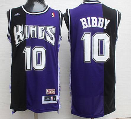 Men's Sacramento Kings #10 Mike Bibby PurpleBlack Hardwood Classics Soul Swingman Throwback Jersey