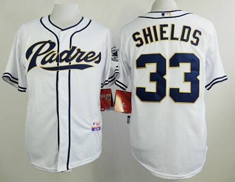 Men's San Diego Padres #33 James Shields White Jersey