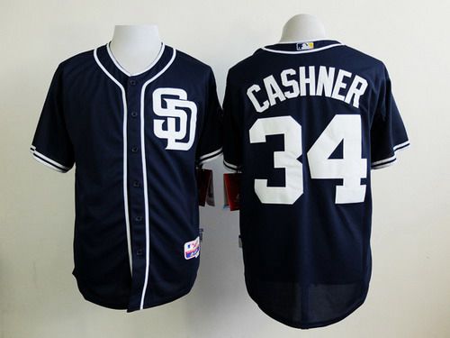 Men's San Diego Padres #34 Andrew Cashner Navy Blue Jersey