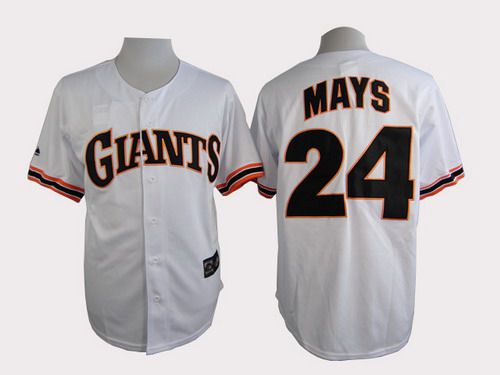 Men's San Francisco Giants #24 Willie Mays 1989 Turn Back The Clock White Throwback Jersey