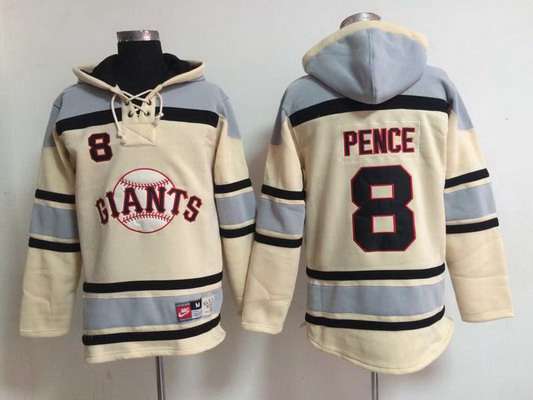 Men's San Francisco Giants #8 Hunter Pence Cream Hoodie