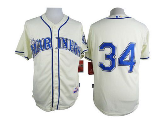 Men's Seattle Mariners #34 Felix Hernandez Cream Jersey