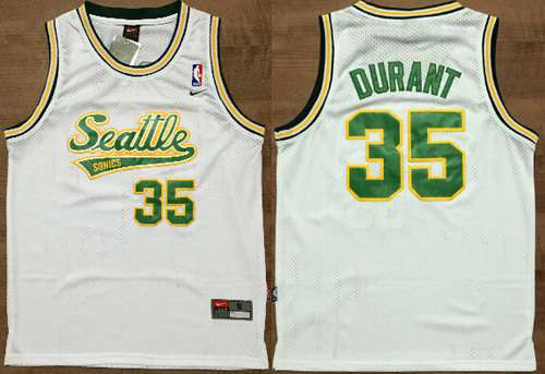 Men's Seattle Supersonics #35 Kevin Durant White AU Soul Swingman Jersey