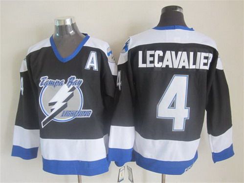 Men's Tampa Bay Lightning #4 Vincent Lecavalier 2003-04 Black CCM Vintage 