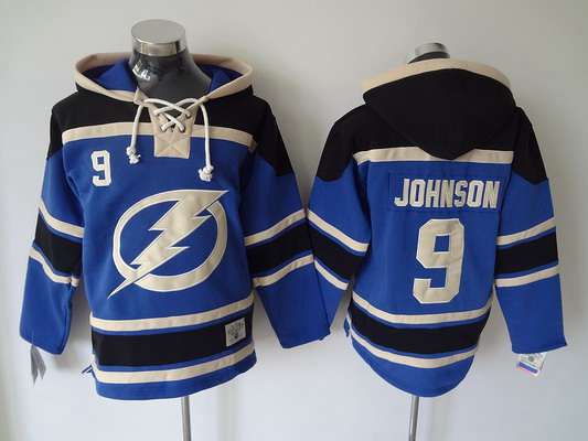 Men's Tampa Bay Lightning #9 Tyler Johnson Old Time Hockey Blue Hoodie