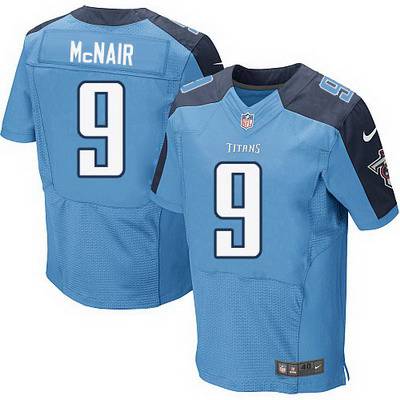 Men's Tennessee Titans #9 Steve McNair Nike Light Blue Elite Jersey