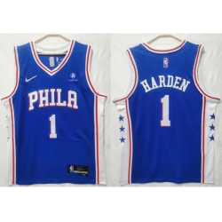 Men Philadelphia 76ers #1 James Harden Blue City edition Stitched jersey