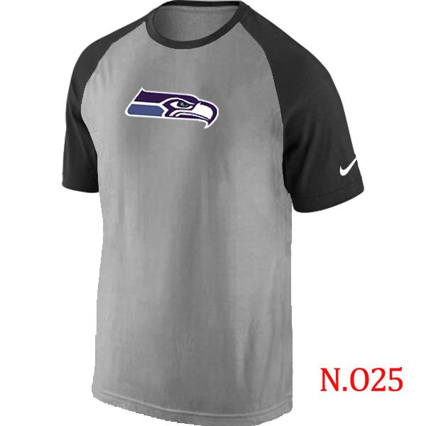 Mens Seattle Seahawks Ash Tri Big Play Raglan T-Shirt Grey- Black