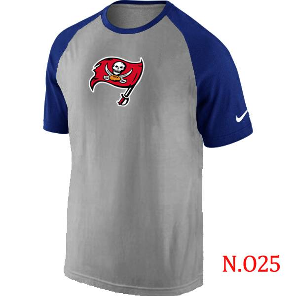 Mens Tampa Bay Buccaneers Ash Tri Big Play Raglan T-Shirt Grey- Blue