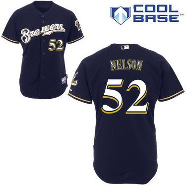 Milwaukee Brewers #52 Jimmy Nelson Navy Blue Jersey