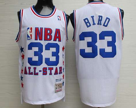 NBA 1990 All-Star #33 Larry Bird White Hardwood Classics Soul Swingman Throwback Jersey