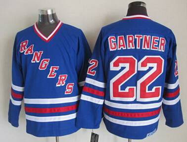 New York Rangers #22 Mike Gartner Light Blue CCM Vintage Throwback Jersey