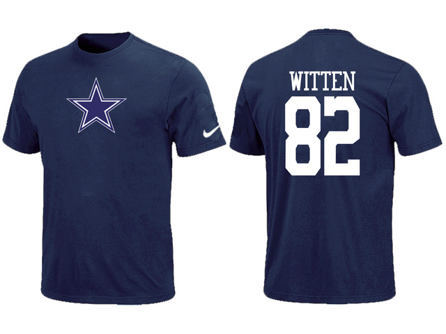 Nike Dallas Cowboys 82 WITTEN Name & Number T-Shirt Blue