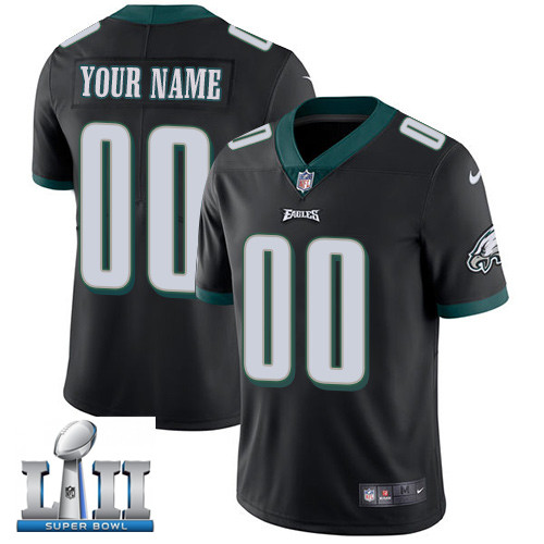 Custom Men's Nike Eagles Black Alternate Super Bowl LII Stitched NFL Vapor Untouchable Limited Jersey