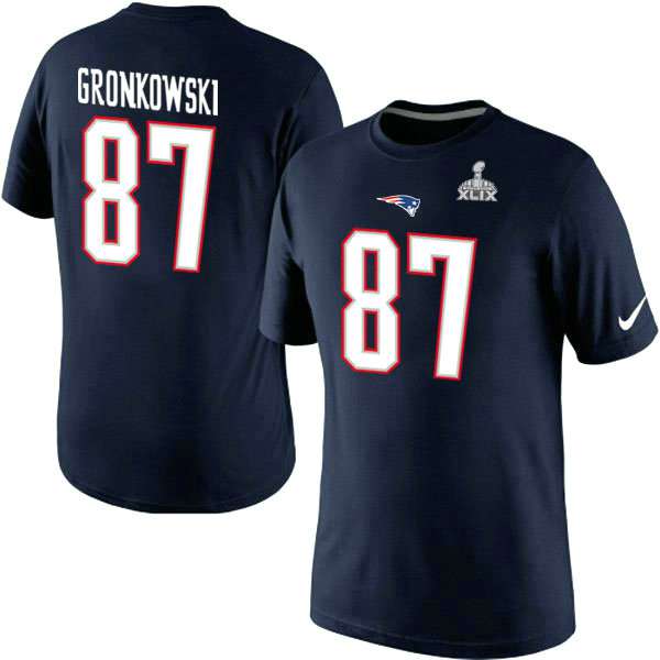 Nike New England Patriots #87 Rob Gronkowski Blue Superbowl T-shirt