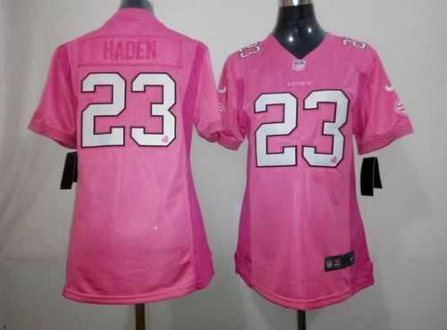 Women's Cleveland Browns #23 Joe Haden Pink Love Jersey