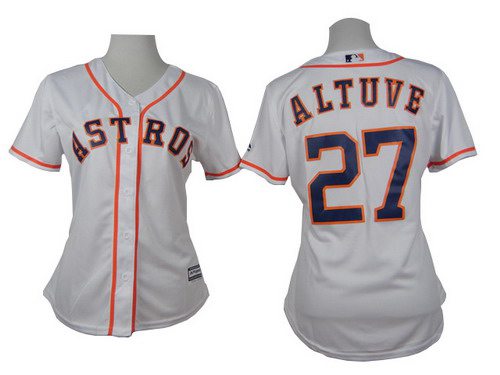 Women's Houston Astros #27 Jose Altuve White Jersey