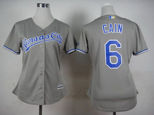 Women's Kansas City Royals #6 Lorenzo Cain Gray Jersey