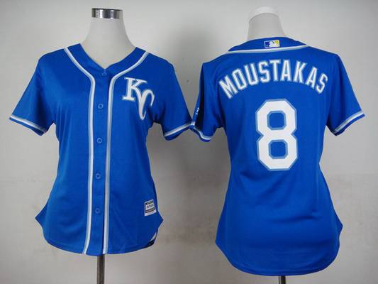 Women's Kansas City Royals #8 Mike Moustakas 2014 Blue Jersey 