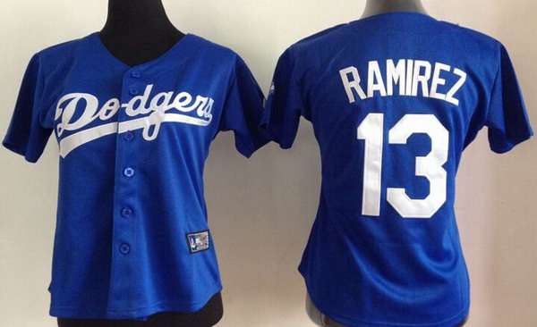 Women's Los Angeles Dodgers #13 Hanley Ramirez  Blue Jersey