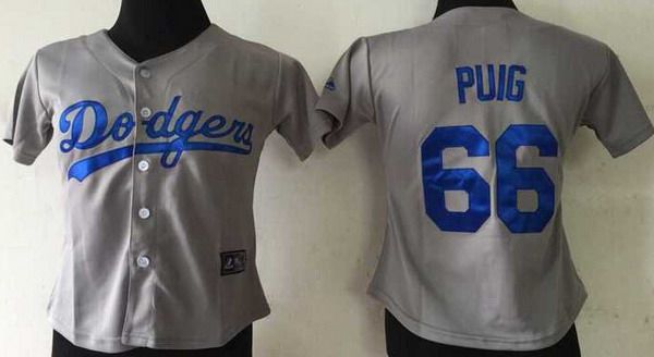 Women's Los Angeles Dodgers #66 Yasiel Puig 2014 Gray Jersey