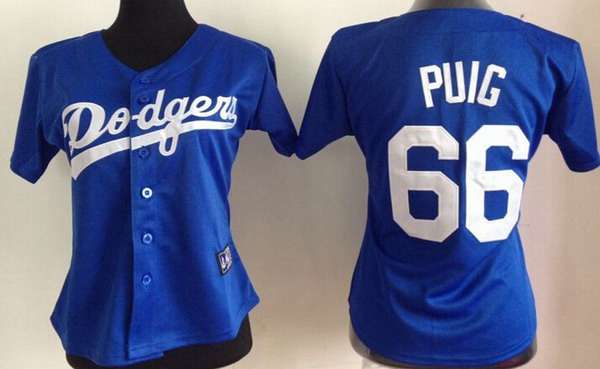 Women's Los Angeles Dodgers #66 Yasiel Puig Blue Jersey